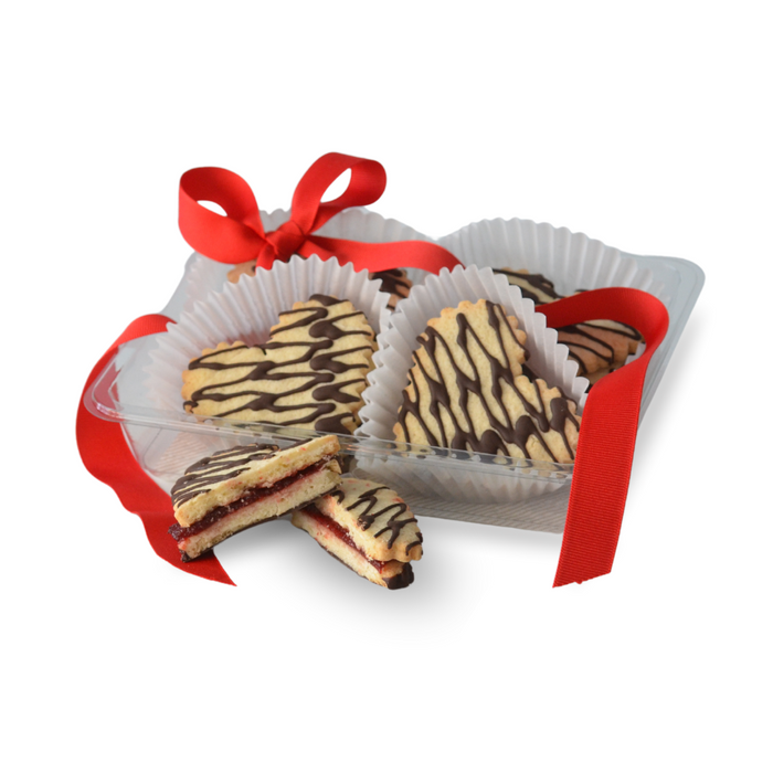 CHOCOLATE DRIZZLED LINZER HEARTS