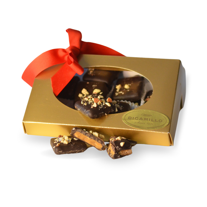 DARK CHOCOLATE TOFFEE WITH ALMONDS