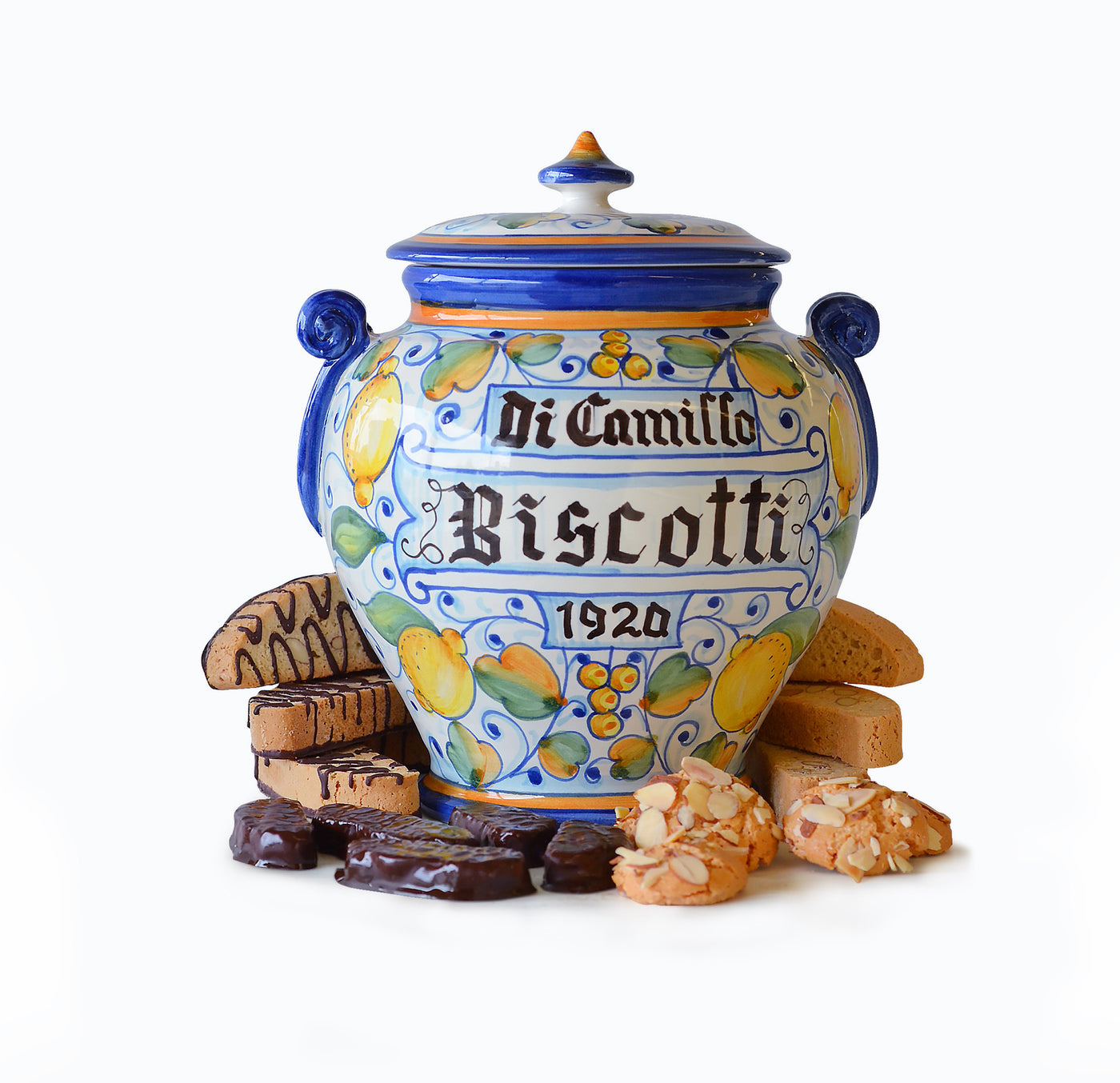 Il Limone Montelupo Handmade Cookie Jar with Biscotti – DiCamillo
