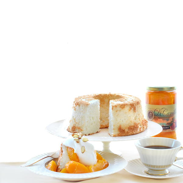MOTHER'S DAY ANGEL FOOD CAKE, PEACHES NIAGARA & 2 FREE LARGE BISCOTTI